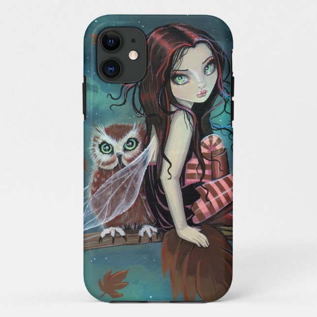 Cute Gothic Fairy and Owl Imaginaire Art coque iph (Dos)