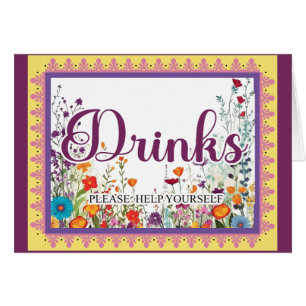 Cute Gothic Garden Sugar Skull  Drinks Card