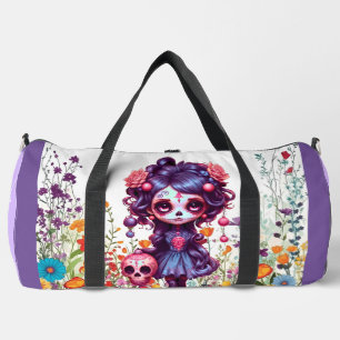 Cute Gothic Garden Sugar Skull Duffle Bag