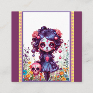 Cute Gothic Garden Sugar Skull  Enclosure Card