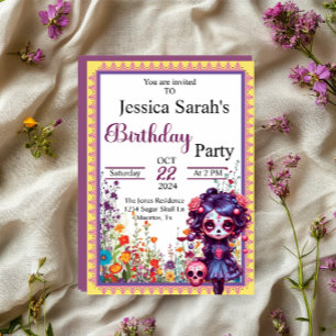 Cute Gothic Garden Sugar Skull  Invitation