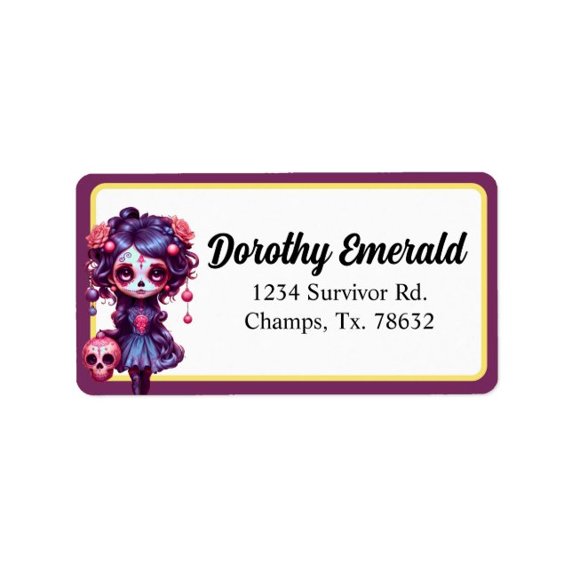 Cute Gothic Garden Sugar Skull  Label (Front)