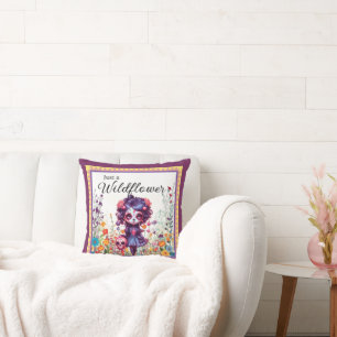 Cute Gothic Garden Sugar Skull  Throw Pillow