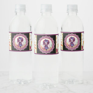 Cute Gothic Garden Sugar Skull  Water Bottle Label