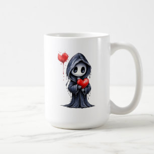 Cute Gothic Grim Reaper Heart Mug – Spooky Hallowe