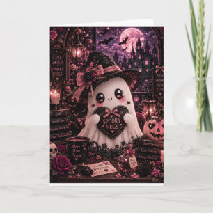 Cute Gothic Pink Ghost Halloween Spooky Hugs Dark Card
