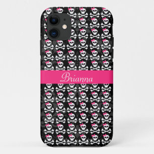 Cute Gothic Skull and Crossbones Girly Skulls iPhone 11 Case
