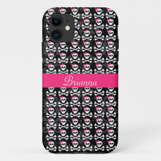Cute Gothic Skull and Crossbones Girly Skulls iPhone 11 Case