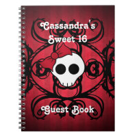 Cute gothic skull on red and black square sweet 16
