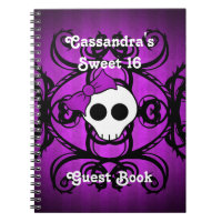 Cute gothic skull purple and black square sweet 16