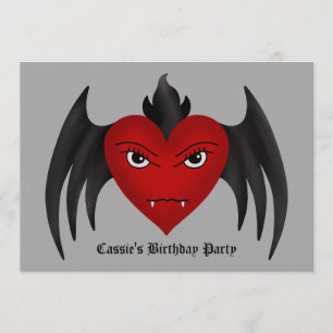 Cute gothic winged vampire heart all occasion invitation