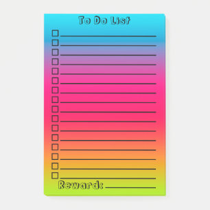 Cute Gradient To Do List   Blue to Pink to Green Post-it Notes