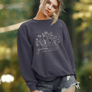Cute Graduate Blooming Wildflower Modern Retro Sweatshirt
