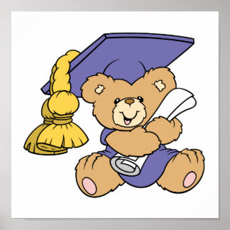 Cute Graduate Graduation Bear Poster