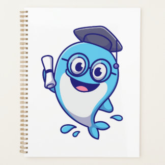 Cute Graduate Whale with Graduation Cap and Diplom Planner