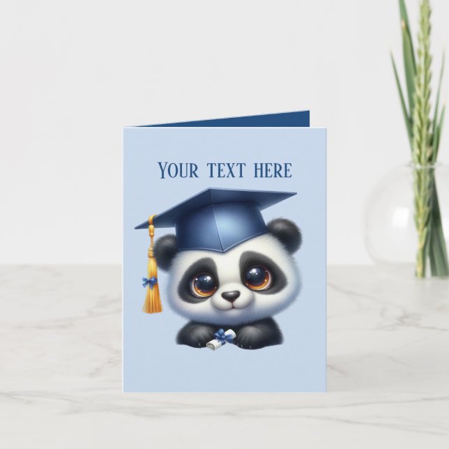 Cute Graduation add message panda bear  Card (Front)