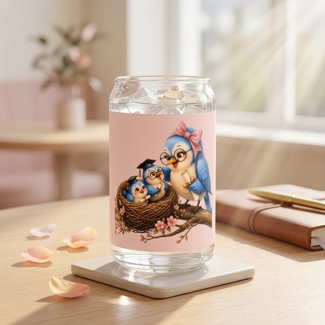 Cute Graduation Bird Drinkware Set Can Glass (Creator Uploaded)