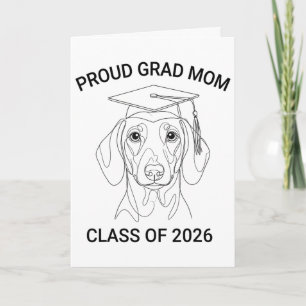 Cute Graduation Dog Line Art Cl Of 2026 Proud Grad Card