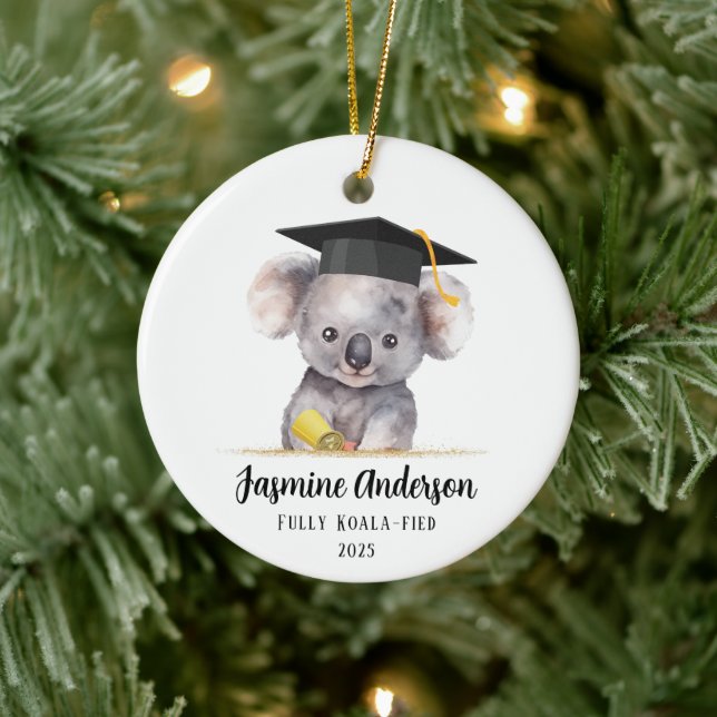 Cute Graduation Koala personalized Ceramic Ornament (Tree)