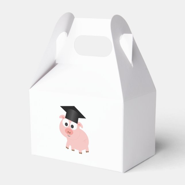 Cute Graduation Pig Favor Box (Front Side)