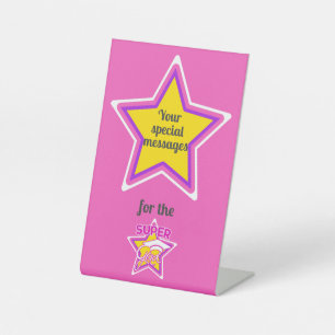 Cute Graduation Super Grad Pink - Messages Pedestal Sign