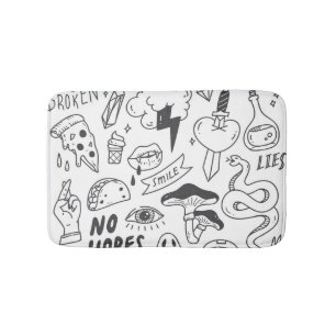 Cute Graffiti: Doodle Art Set. Bath Mat