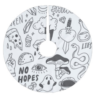 Cute Graffiti: Doodle Art Set. Brushed Polyester Tree Skirt