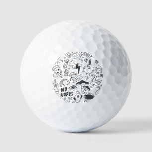 Cute Graffiti: Doodle Art Set. Golf Balls