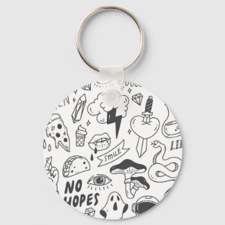 Cute Graffiti: Doodle Art Set. Keychain