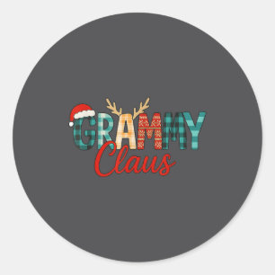 Cute Grammy Claus Christmas For Grandma Santa Hat  Classic Round Sticker