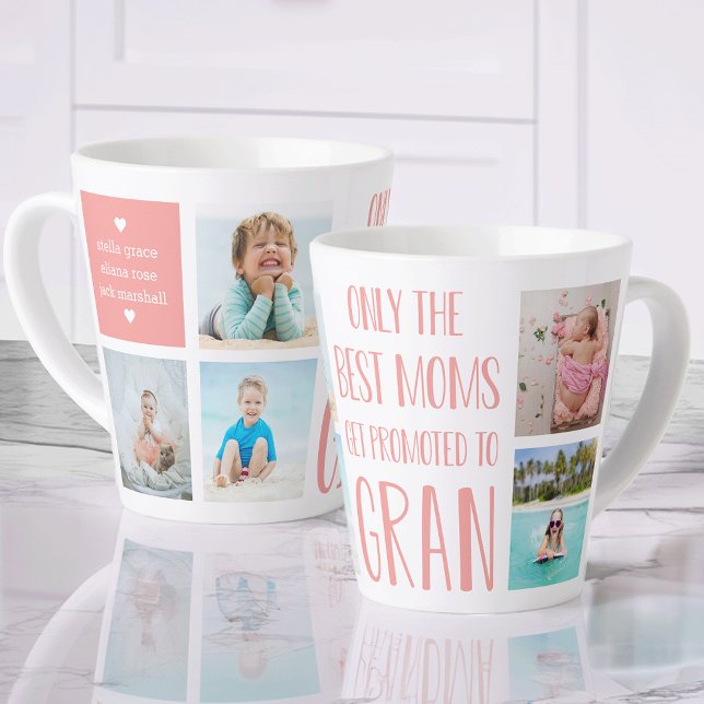 Cute Gran Grandchildren Photo & Name Latte Mug (Creator Uploaded)
