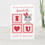 Cute Granddaughter First Birthday Photo Card<br><div class="desc">Cute Granddaughter First Birthday Photo Card</div>