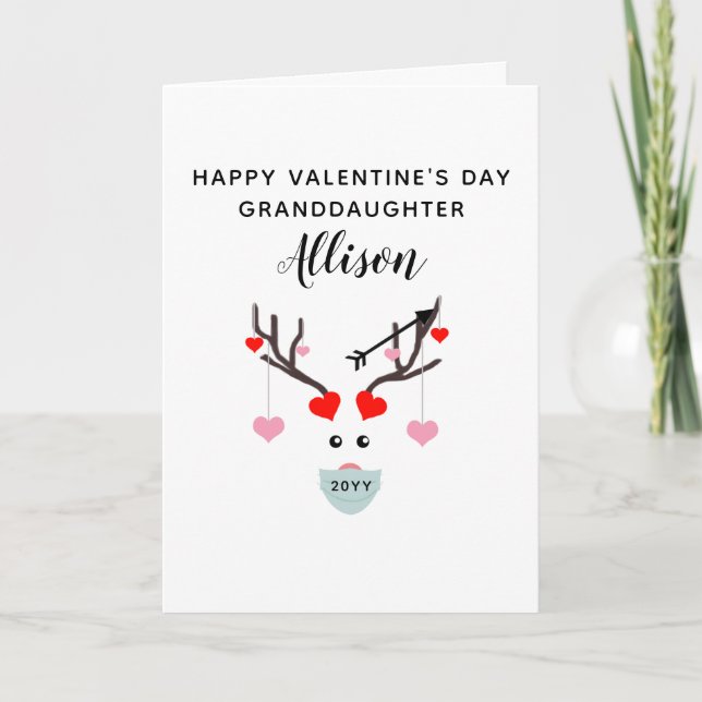 Cute Granddaughter Valentine's Day Personalized Holiday Card (Front)