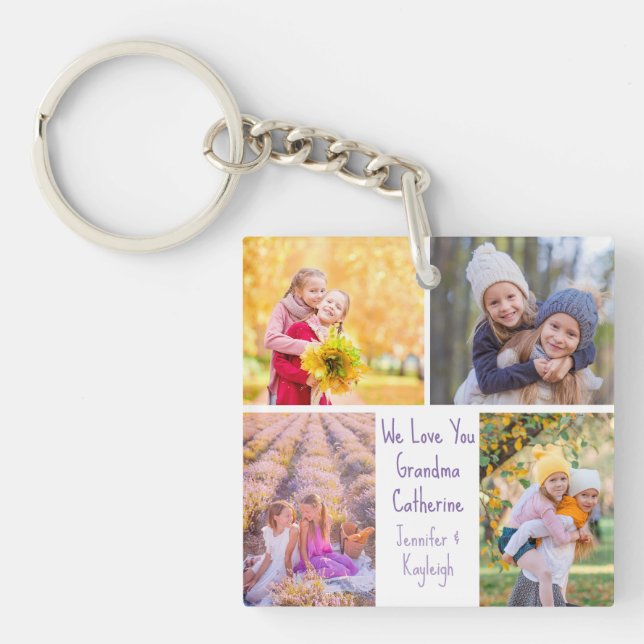 Cute Granddaughters Photos We Love You Grandma Keychain (Front)