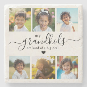 Cute Grandkids Photo Collage for Grandma Stone Coaster
