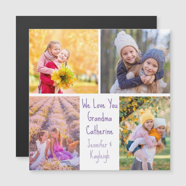 Cute Grandkids Photos Custom Grandma Magnet Card (Front/Back)