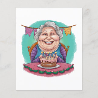 Cute Grandma Birthday Cake Present Flyer