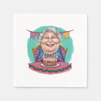 Cute Grandma Birthday Cake Present Napkin
