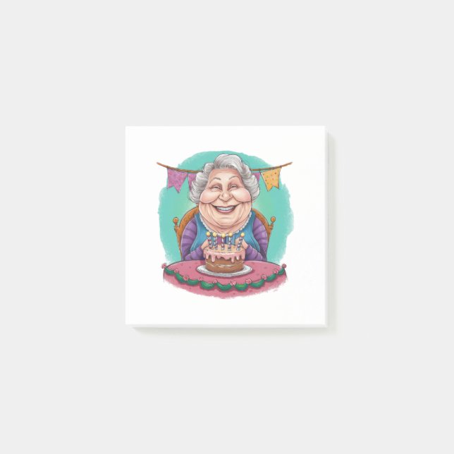 Cute Grandma Birthday Cake Present Post-it Notes (Front)