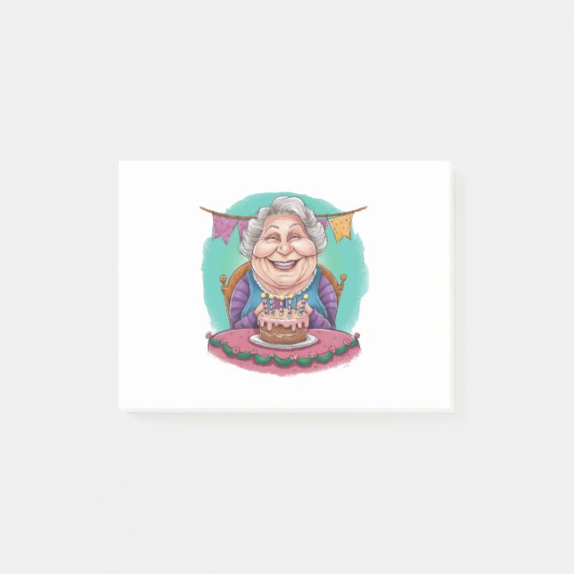 Cute Grandma Birthday Cake Present Post-it Notes (Front)