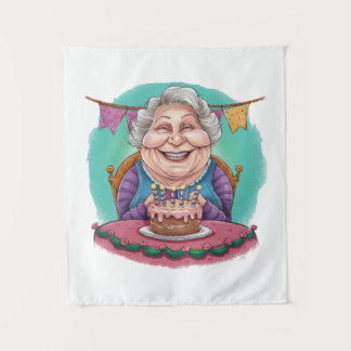 Cute Grandma Birthday Cake Present Tapestry