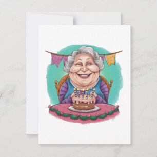 Cute Grandma Birthday Cake Present Thank You Card