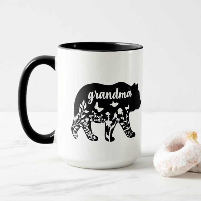 cute Grandma black bear Mug (With Donut)