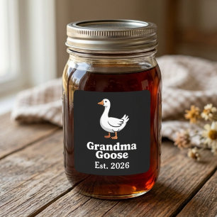 Cute Grandma Goose Est Year Funny Goose Cartoon  Square Sticker
