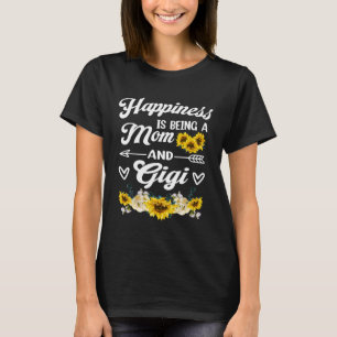 Cute Grandma Happiness Is Being A Mom And Gigi Mot T-Shirt
