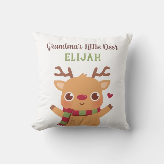 Cute Grandma Little Deer, Christmas Nursery Decor Throw Pillow (Front)