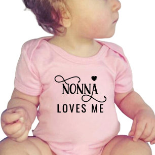 Cute Grandma Nonna Loves Me Baby Bodysuit