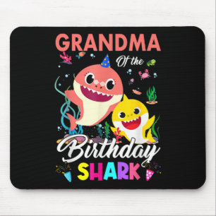 Cute Grandma Of The Birthday Family Shark Boy Girl Mouse Pad