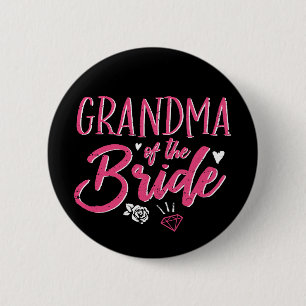 Cute Grandma of The Bride Pink Calligraphy Script 2 Inch Round Button