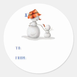 Cute Grandma Snowman Christmas To From Classic Round Sticker